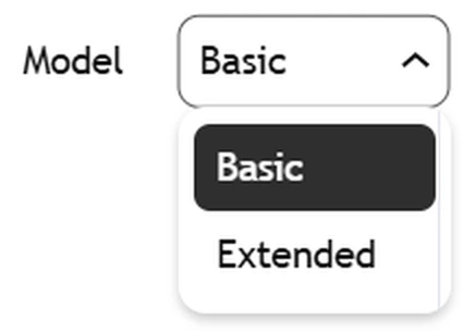 إعداد Model في المؤشر: Basic و Extended